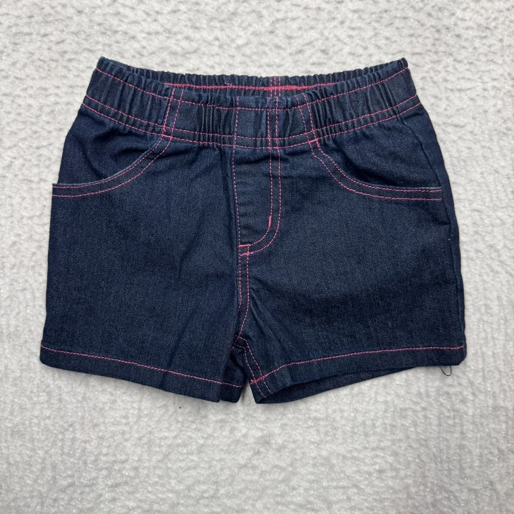 NOWT‎ Girl Size 12 Month Carhartt Denim Shorts and Shirt Set Logo Pink